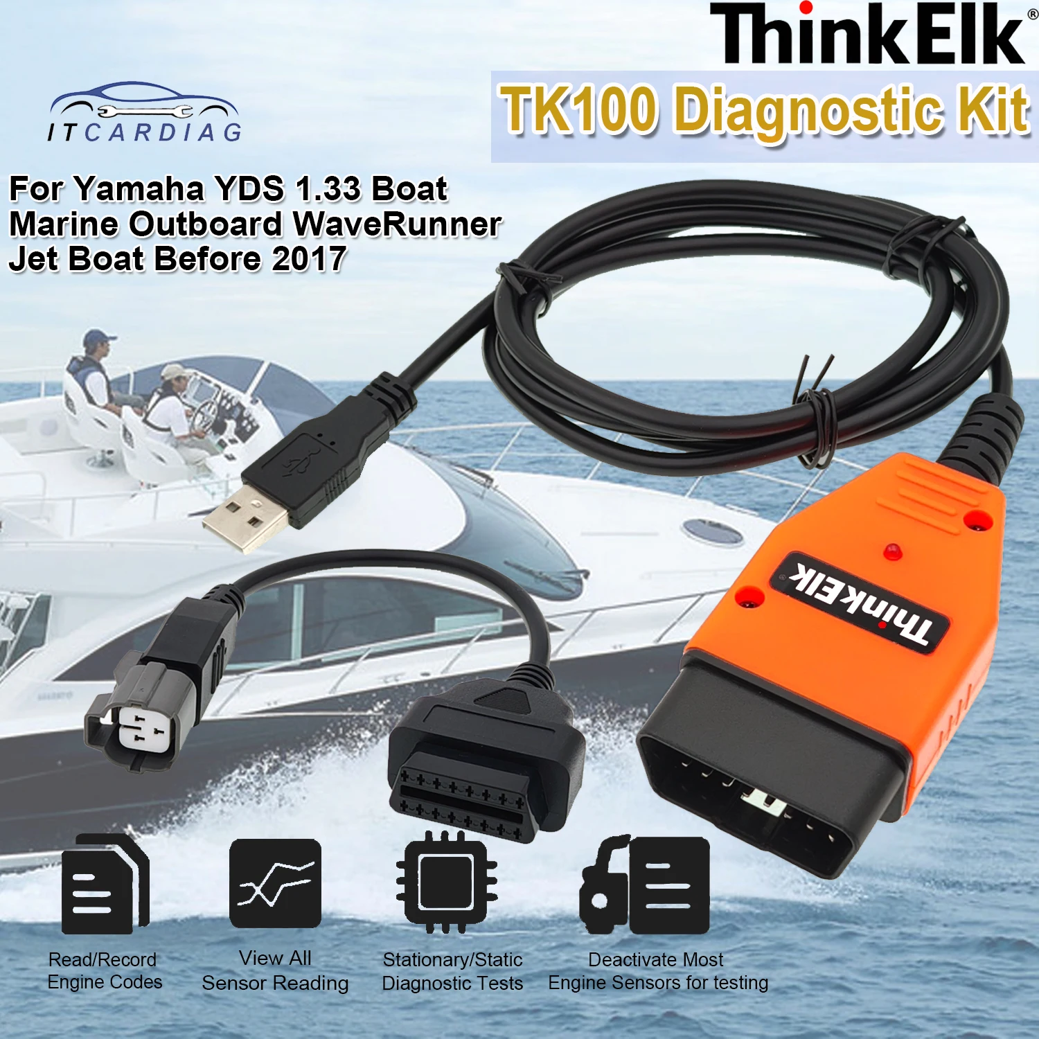 For Yamaha YDS 1.33 Boat Marine Outboard WaveRunner Jet Boat before 2017 ThinkElk TK100 Diagnostic Cable Adapter Kit Connectors