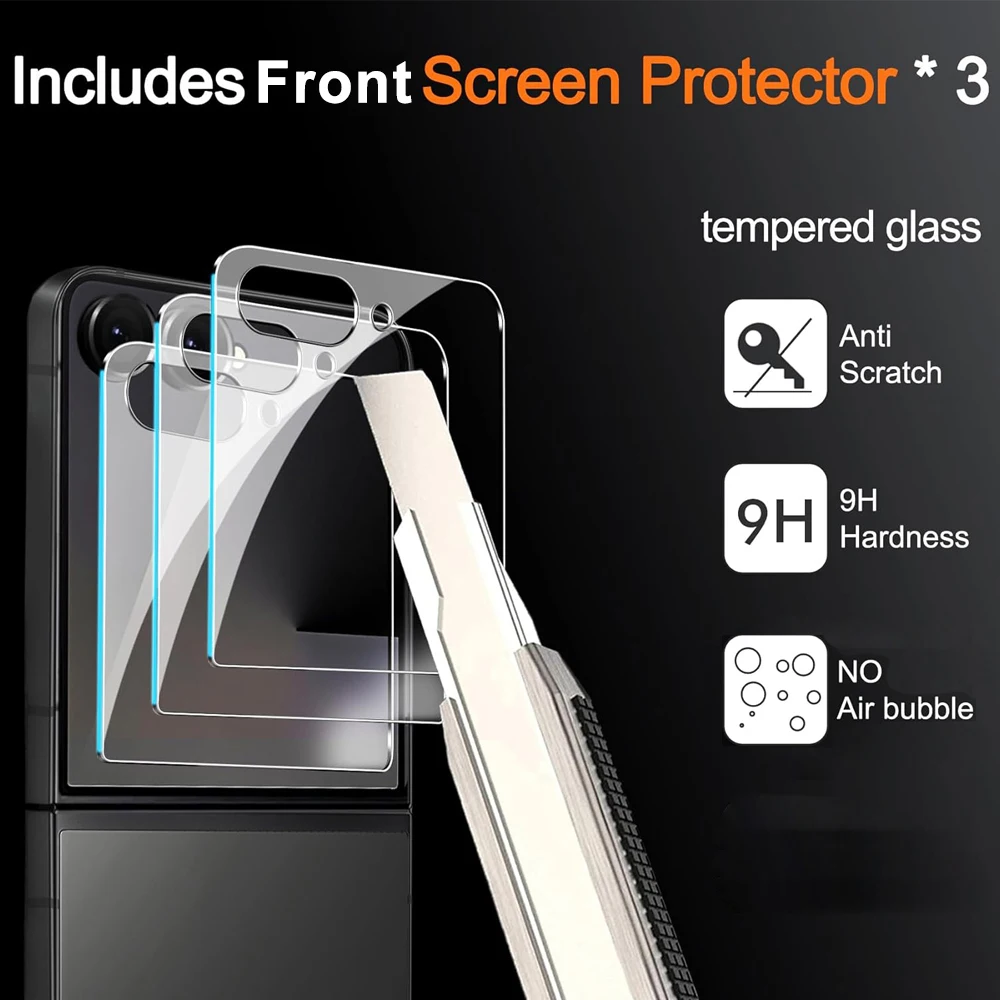 3PC Schutzglas für Samsung Galaxy Z Flip 7 ZFlip7 FE Z Flip 6 7 Displayschutzfolie 9H vordere gehärtete Glasabdeckung – Detail 3