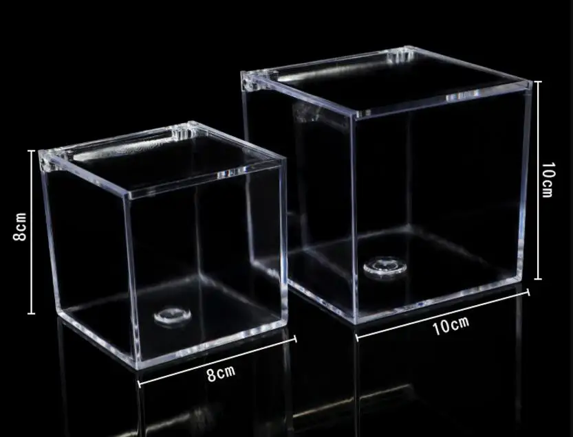 Clear Acrylic Box with Lid Container Gift Wrap Candy Tiny Jewelry Hard Plastic Square Cube Storage Party Decor 8cm 10cm 25pcs