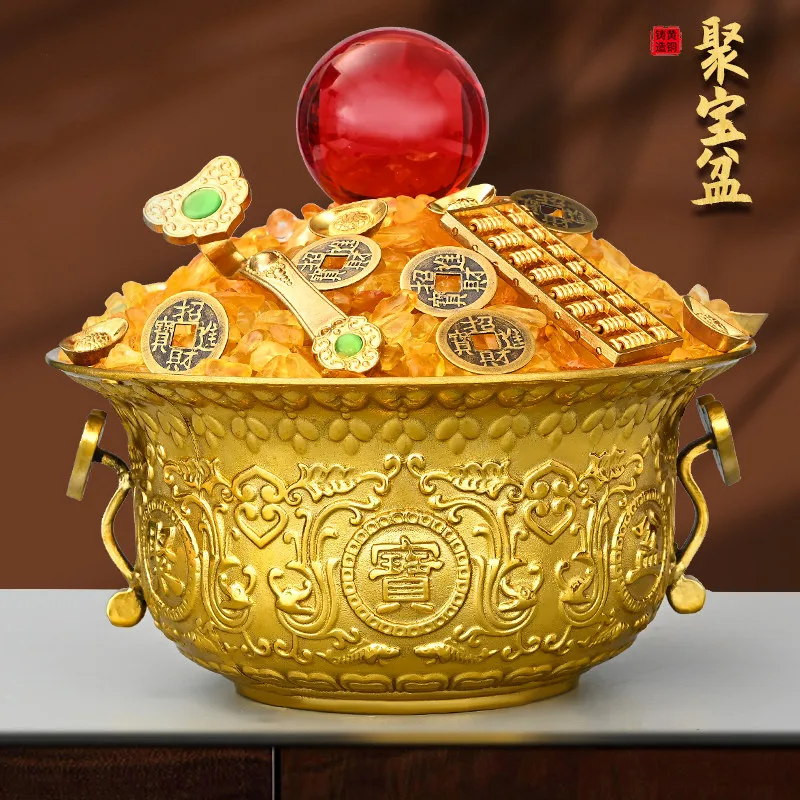 Pure Copper Cornucopia Decoration Lucky Hallway Basin Jucai Home Living Room and Shop Shower Cabinet Gift
