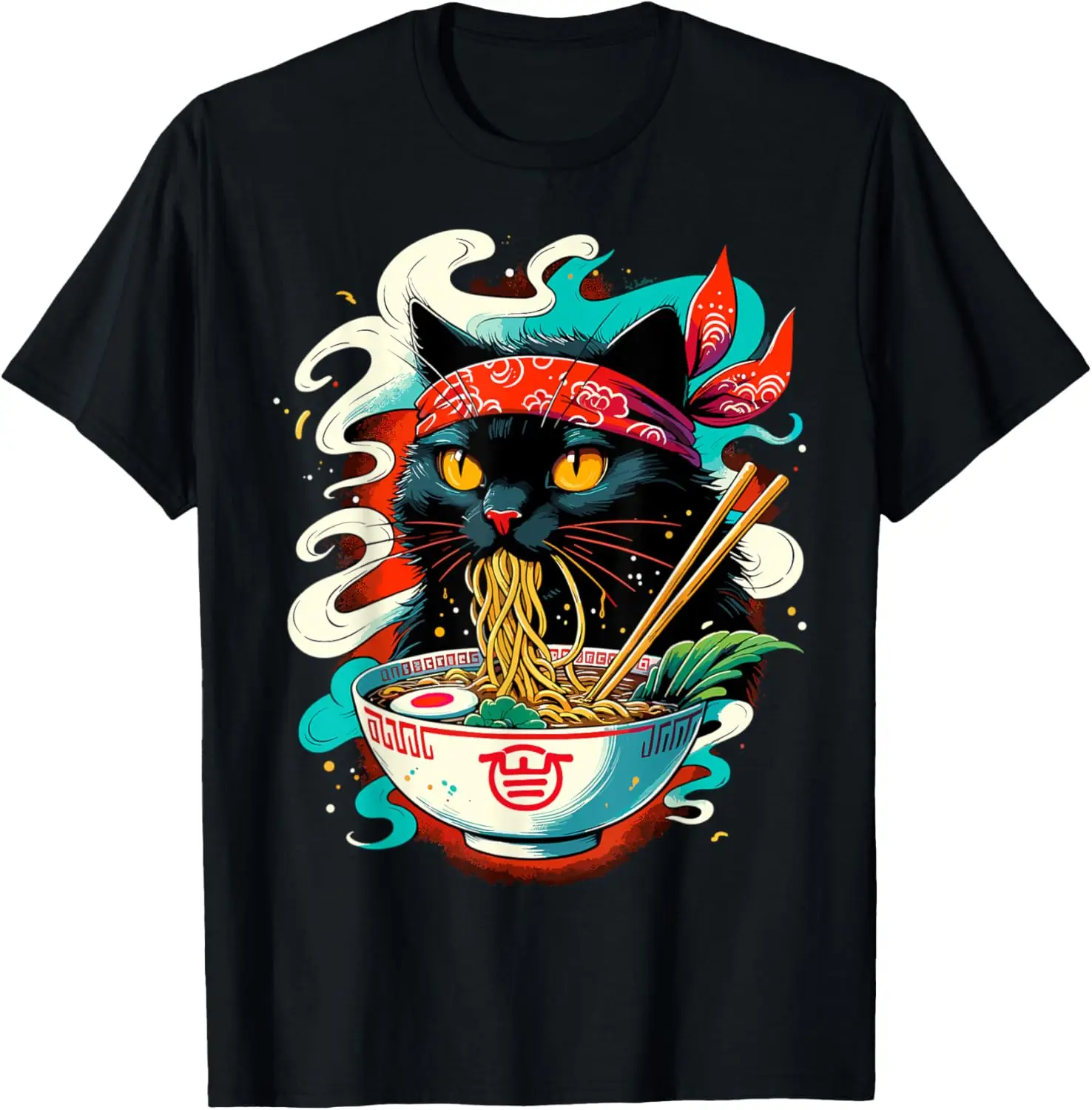 Cat Ramen Noodle Japanese AnimeT-Shirt