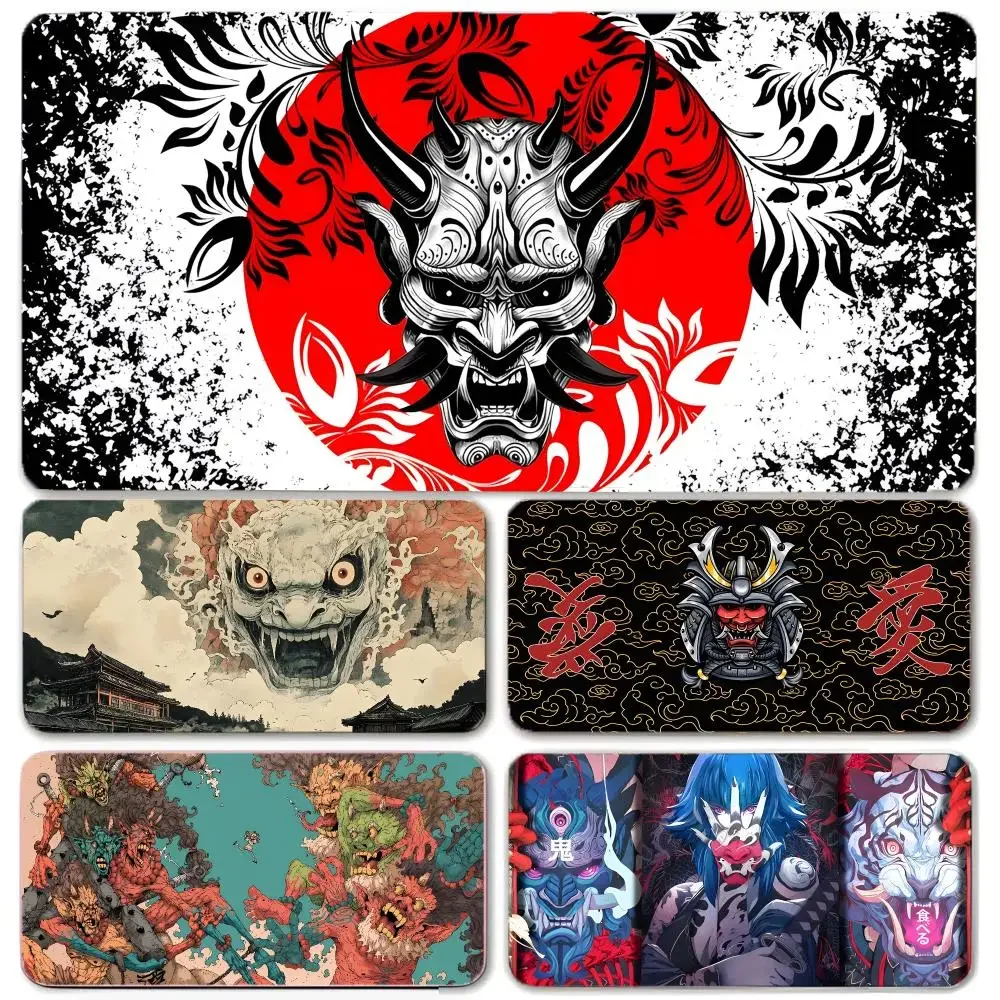 Fierce Historical J-Japanese Samurai Devil Mouse Pad Large Gaming Mousepad with Thick Stitched Edge Non-Slip Desk Mat