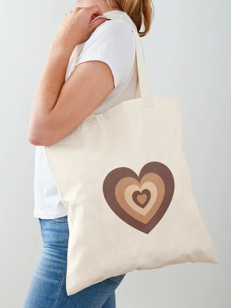 Latte Love Brown Heart Tote Bag Women's bags tote bag Canvas bag Canvas Tote