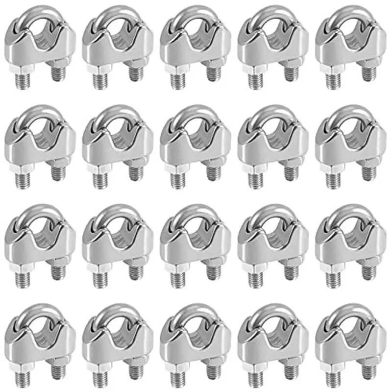 LIKE WISH 3/8 Inch Wire Rope Clamp Heavy Duty Wire Rope Clamp Wire Rope Clip M10 Stainless Steel,20 PCS