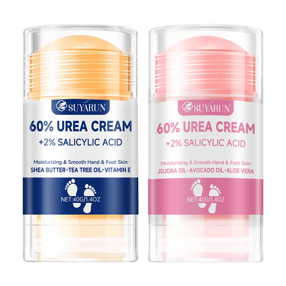 SUYARUN 60% Ureum Voetcrème Stick - Hydraterend en exfoliërend, Reparatie van gebarsten hielen, Diepe hydratatie voor droge voeten, lange bescherming.