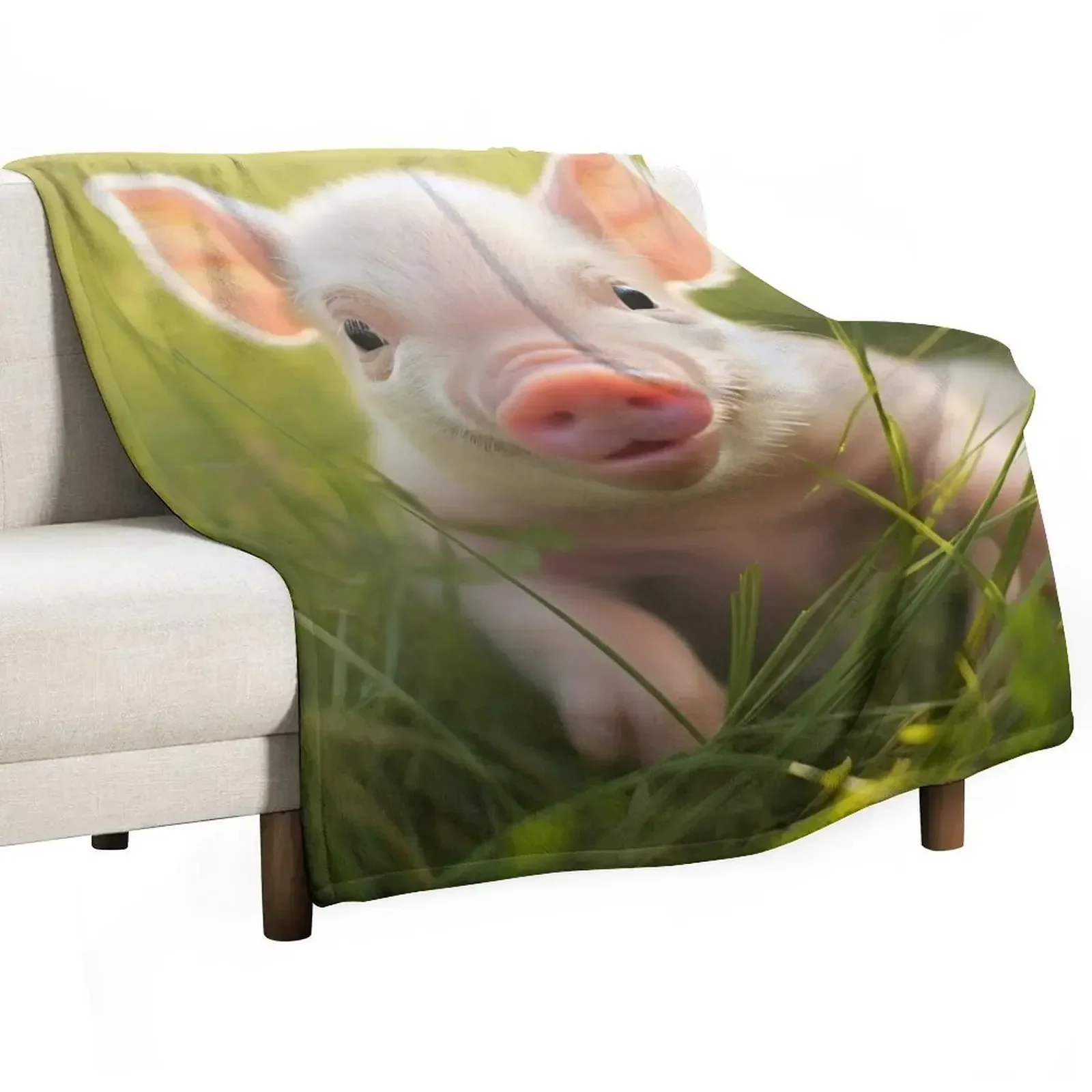 Adorable potbelly pig digital print Throw Blanket Flannel Fabric cosplay anime Giant Sofa Blankets