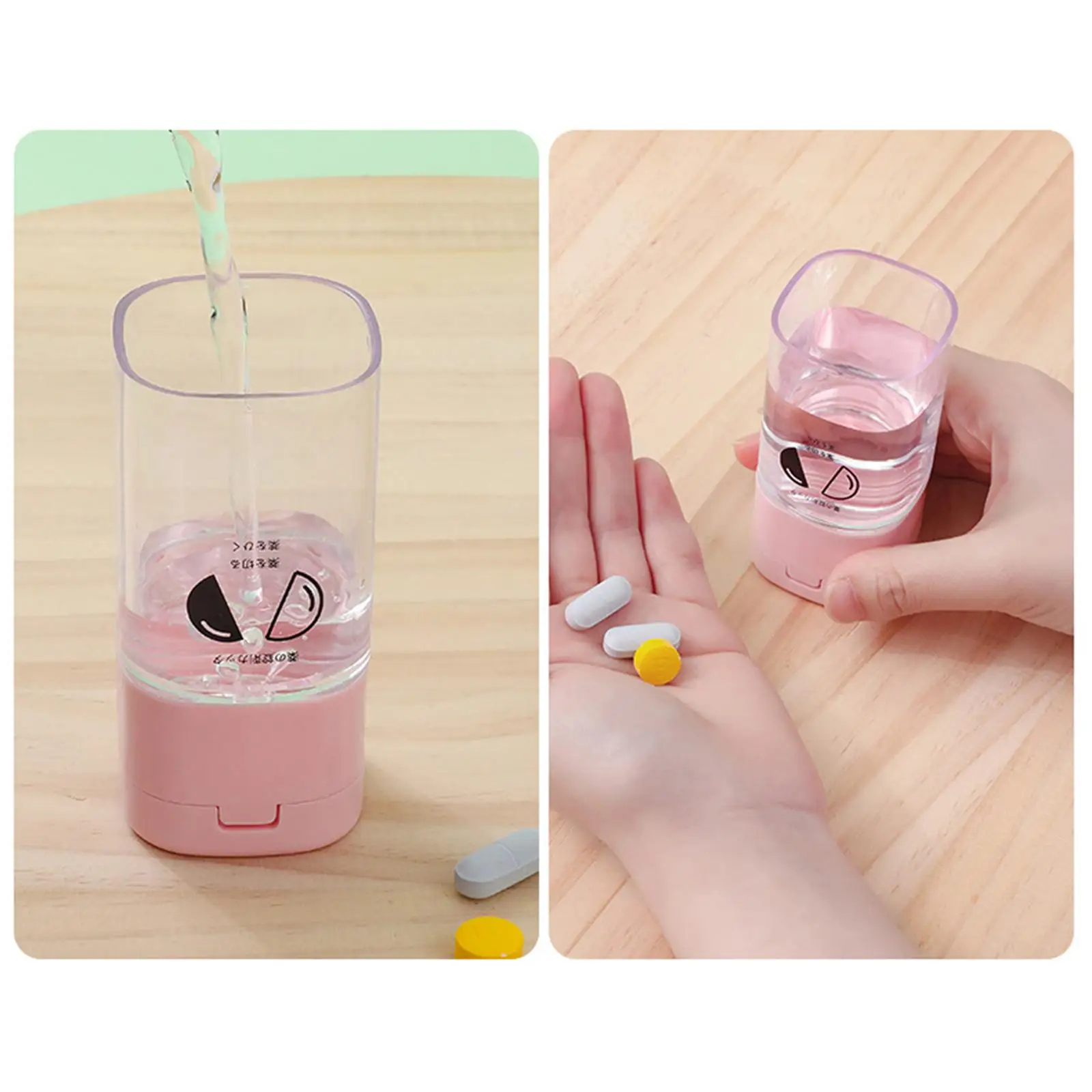 4 in 1 Medicine and Pill Splitter with Water Cup for Travel Multifunctional Tablet Grinder Organizer