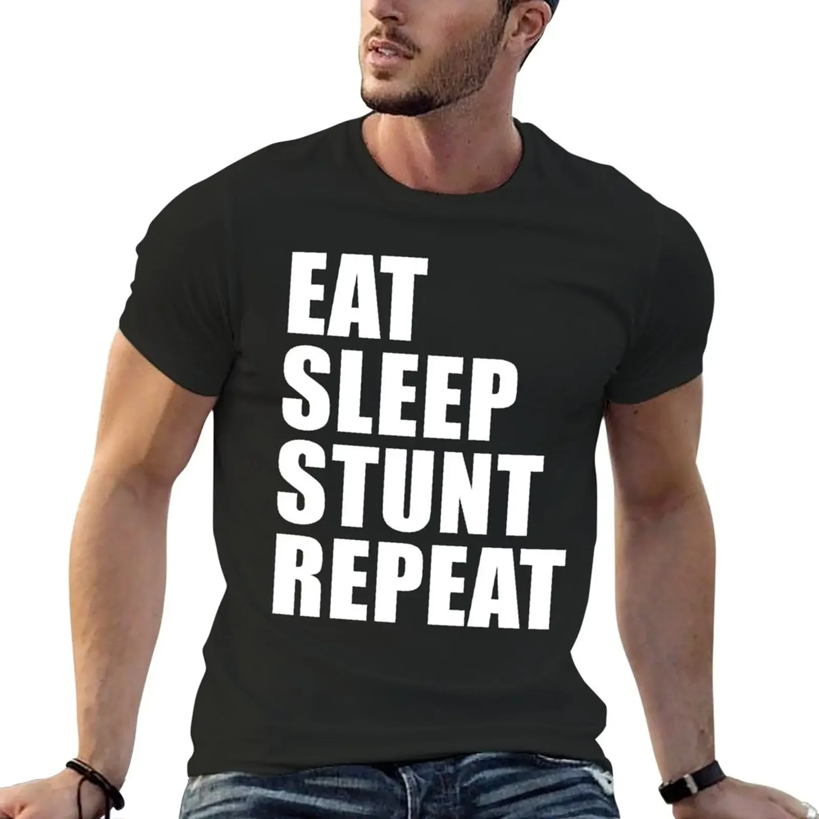 

Eat Sleep Stunt Repeat T-Shirt sports fans Short sleeve tee aesthetic clothes anime tshirt designer t shirt men