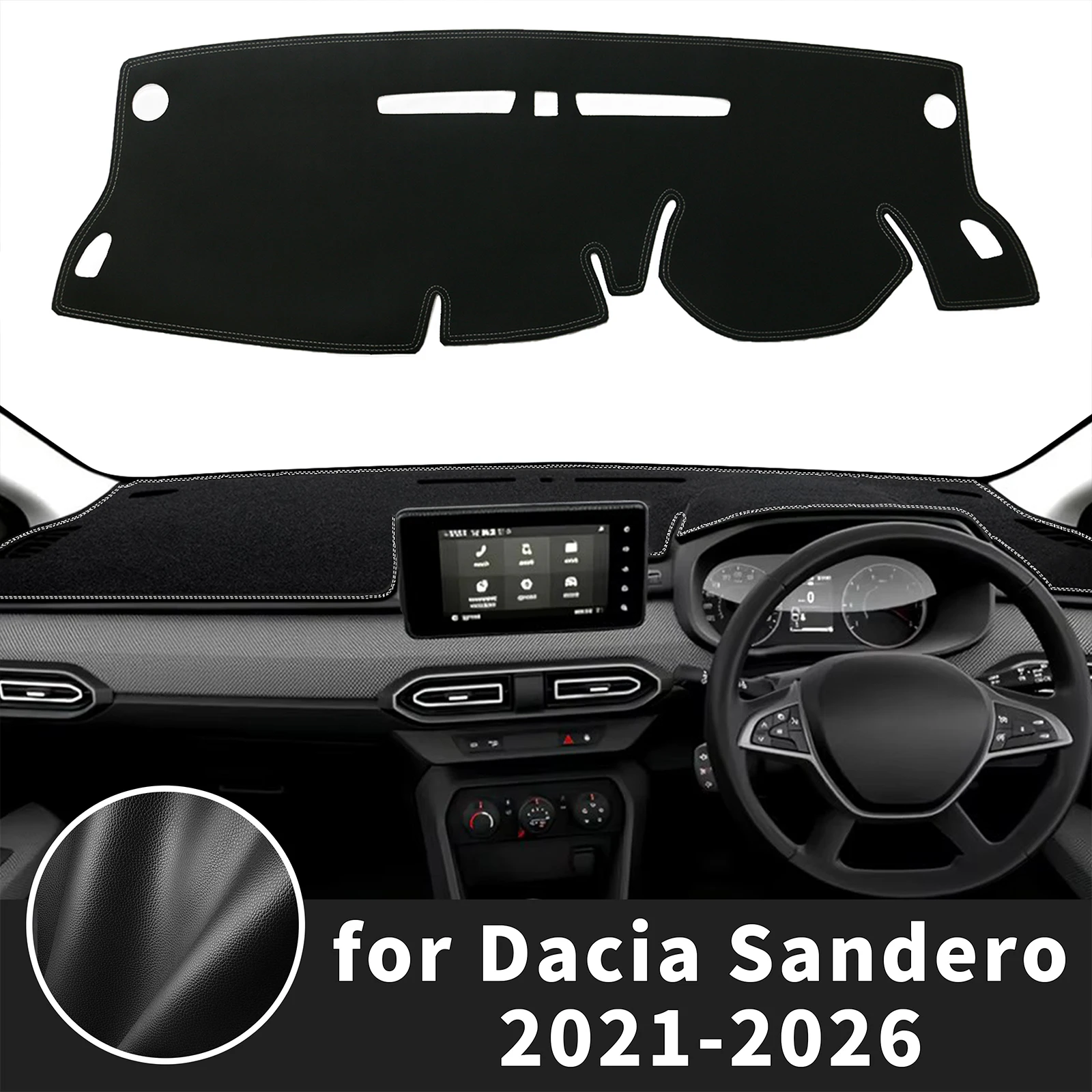 

for Dacia Sandero 2026-2021 Dashboard Cover ​​Fit Dash Mat Sun Protection Anti‑Reflection Cover Dash Pad Dashmat Accessories