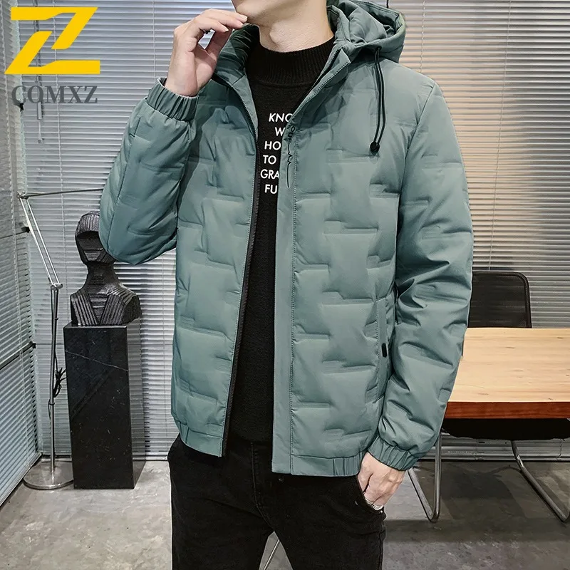 

COMXZ Men White Duck Down Jacket Classic Warm Thick Cotton Padded Jacket Skiing Cold-Resistant Snowy Comfortable Puffer Jacket
