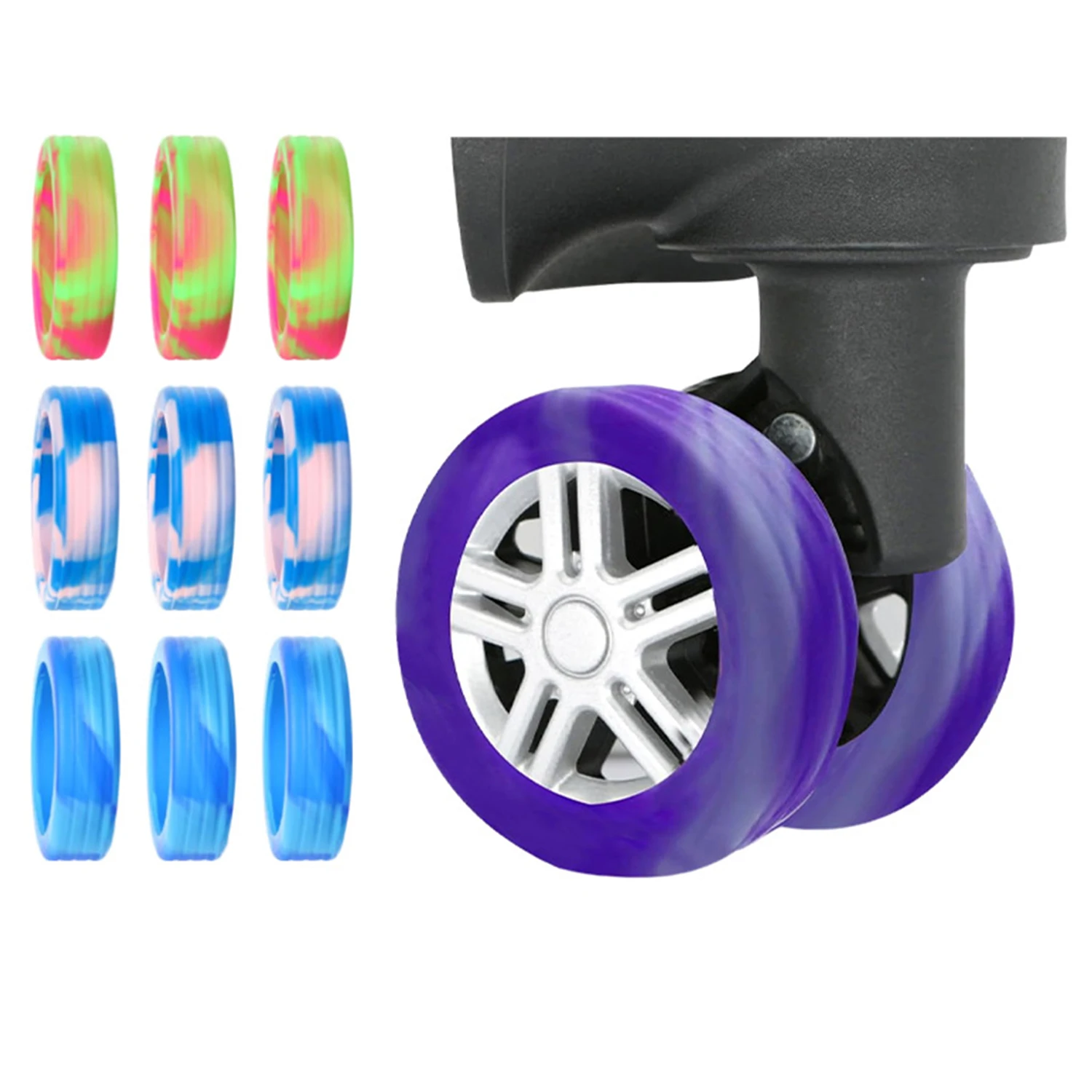 Colorful Roller Protective Sleeve Luggage Wheels Protector Silicone Wheels Caster Travel Suitcase Reduce Noise Cover Parts Kits