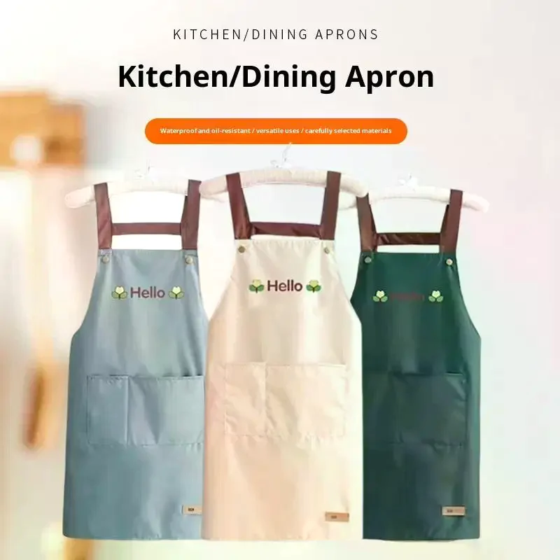 Kitchen Apron Waterproof Oil Proof Convenient Pocket Chef Cooking Apron Men Women Barista Manicurist Work Aprons Waiter UniformW
