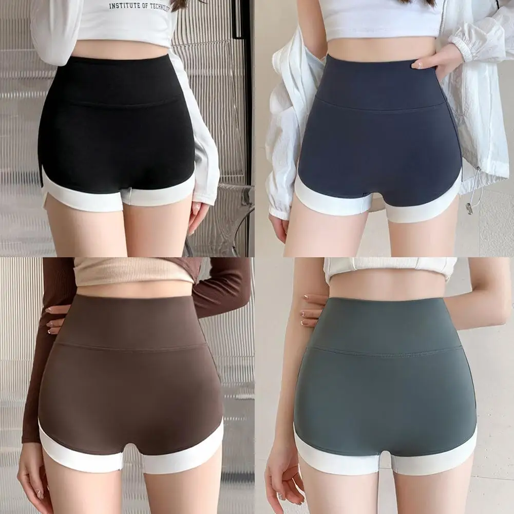 Two-tone Sports Shorts For Women For Summer Wear, High Waist, Tummy-lifting And Hip-lifting Yoga Shorts P4b4