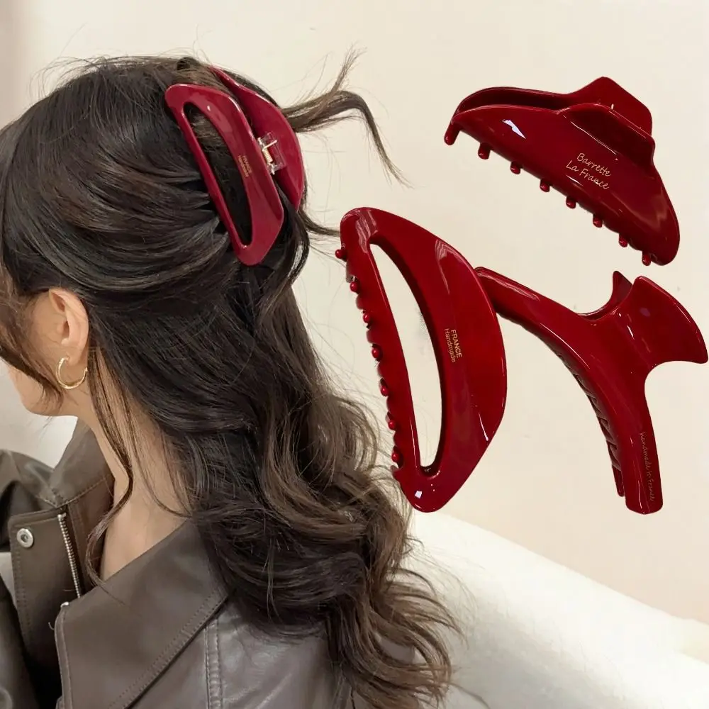 

10.5cm Long Large Size Hair Claw Crabs Acetate Red Hair Accessories for Girls and Women Headwear Fashion Hairstyle Hairdress