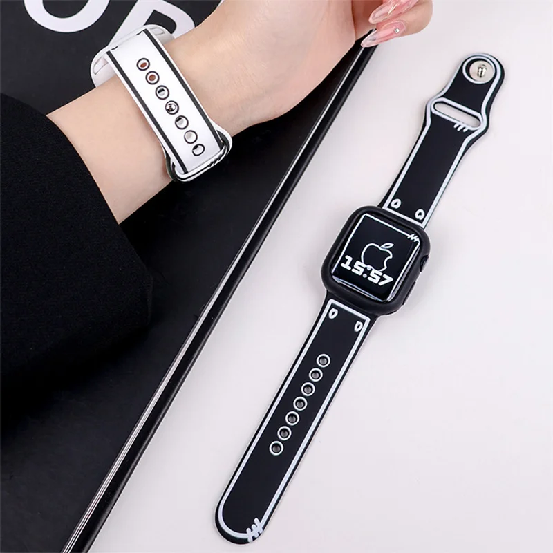 Comic Graffiti Band For Apple Watch Ultra 49mm Series 8 7 41mm 45mm 44 40 42 38 Silicone Sport Bracelet For iWatch 6 5 SE Strap