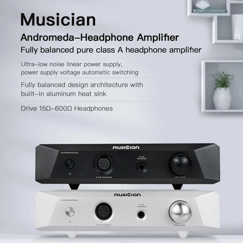 Musician Andromeda Fully Balanced Pure Class A Headphone Amplifier 6.35mm 350mW Output 15Ω-600Ω 3pin 4pin XLR Headphone Amp DAC