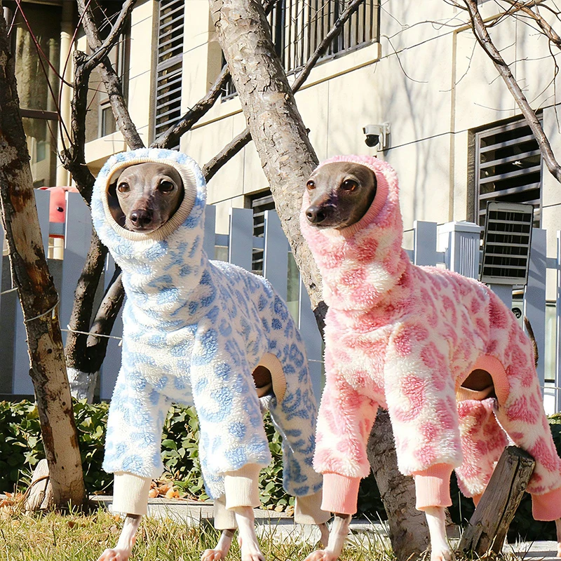Ropa de Perro Cálida de Felpa, Chaqueta de Felpa para Whippet y Galgo Italiano, Pijama de Cuello Alto, Mameluco para Perros Medianos y Grandes