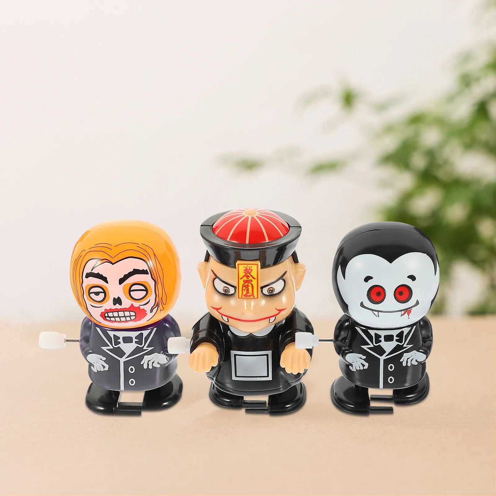 

3pcs Walking Vampire Plastic Wind-Up Cartoon Halloween Clockwork Plaything For Kids Zombie Desktop Ornament Party Favors