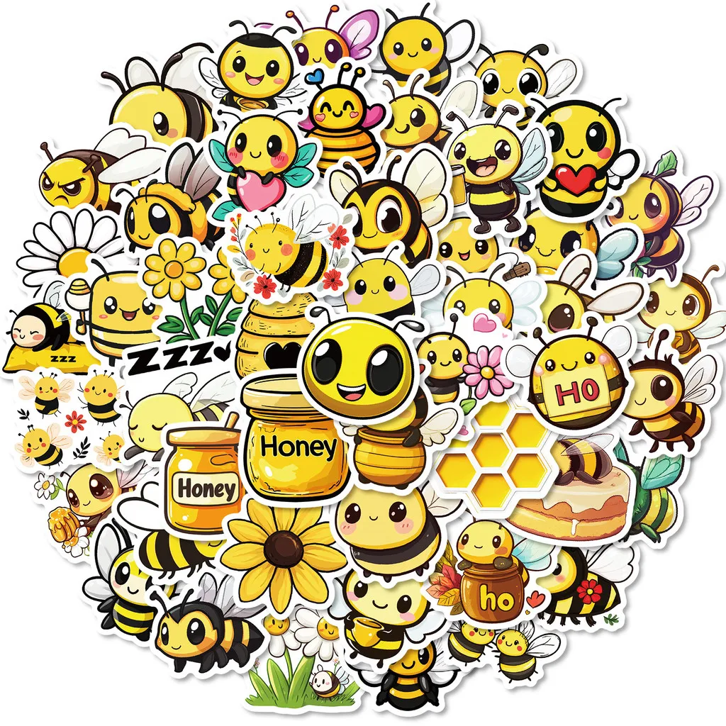 50 Stück niedliche, lustige Bienen-Cartoon-Aufkleber im neuen Stil – wasserfeste, selbstklebende Aufkleber für Handbuch, DIY BulingBulingStickers Store