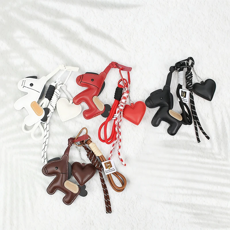 Pony Keychain Leather Backpack Charm Car Keychain Bag Pendant Purse Femme Hanging Accessories Decoration Gift