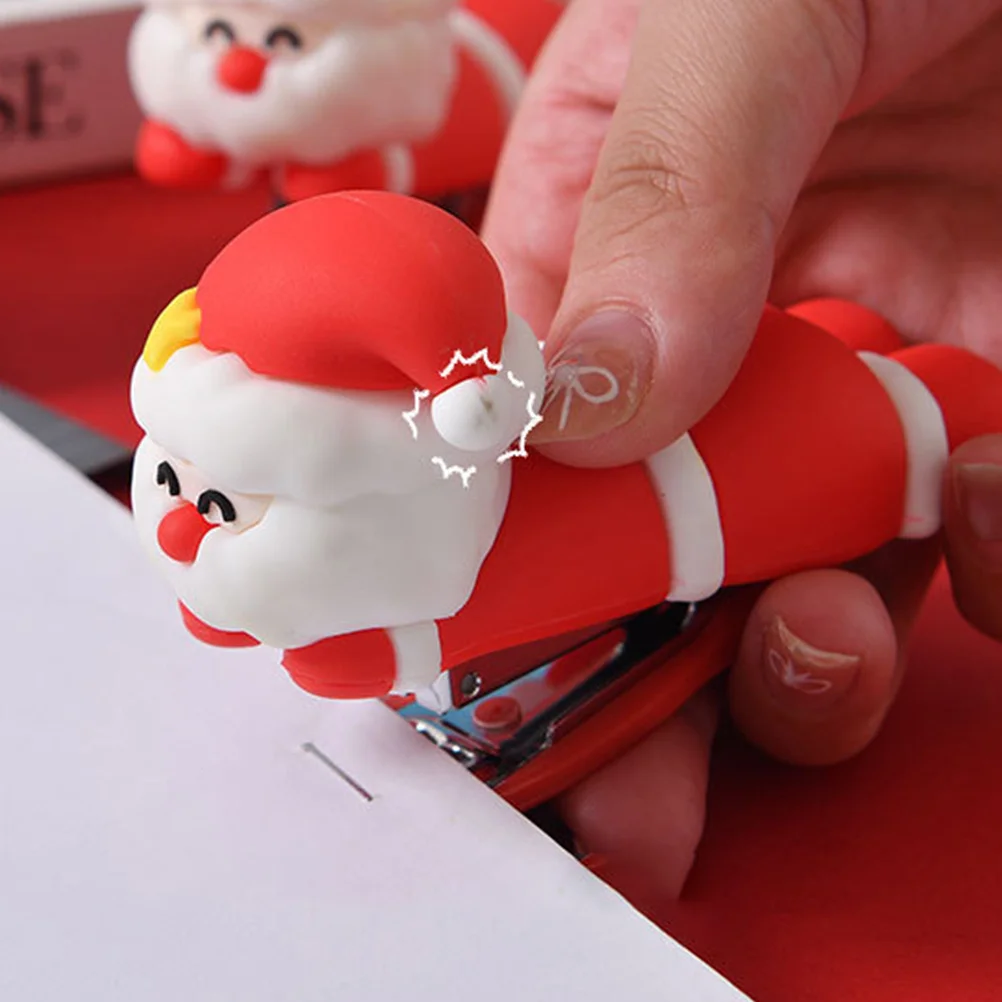 Papai noel pequena grampeador portátil desktop escritório dos desenhos animados mini grampeador para viagens escolares bonito papelaria mini kit de material de escritório