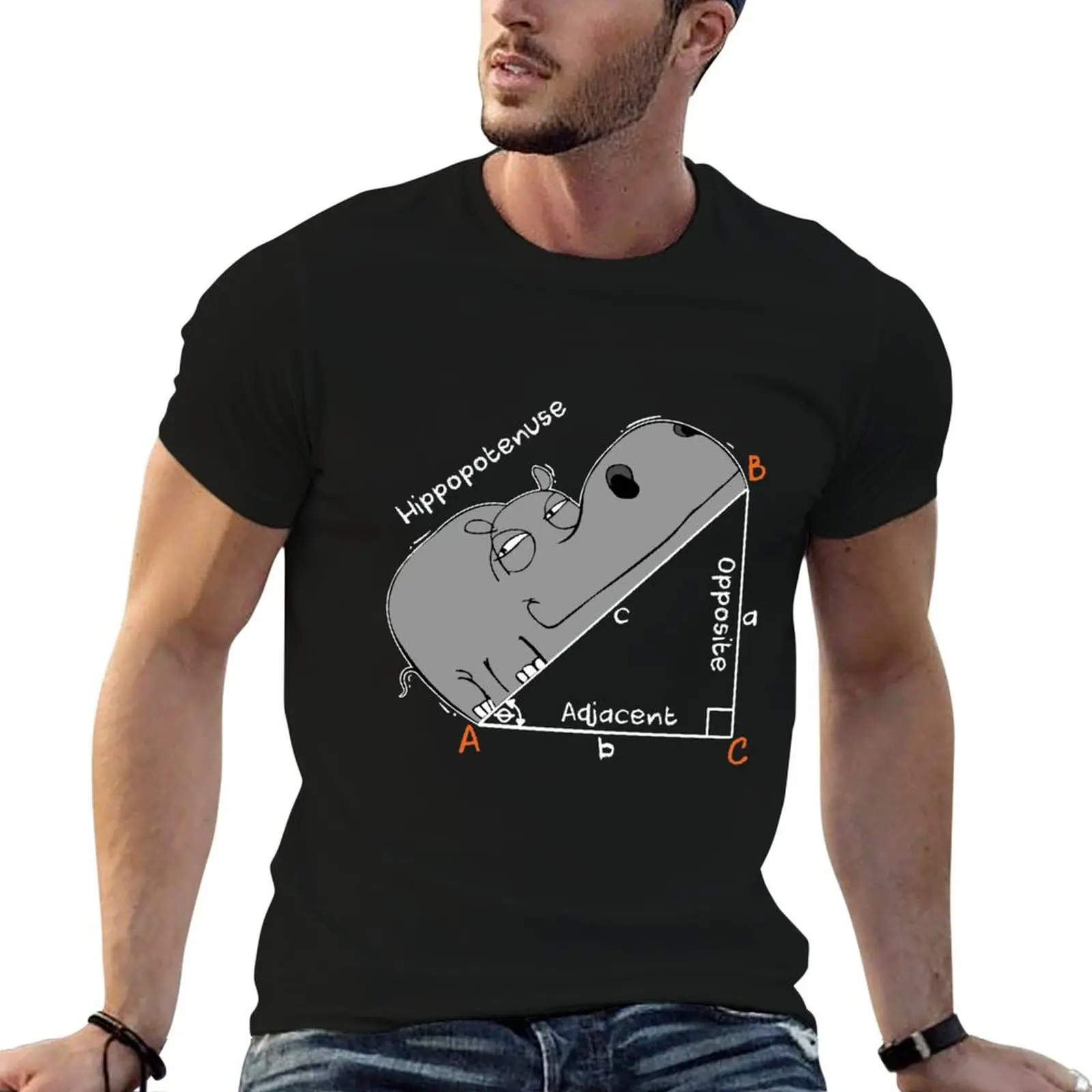 Hippopotenuse Adjacent Opposite - Math T-Shirt cute tops boys animal print men clothings