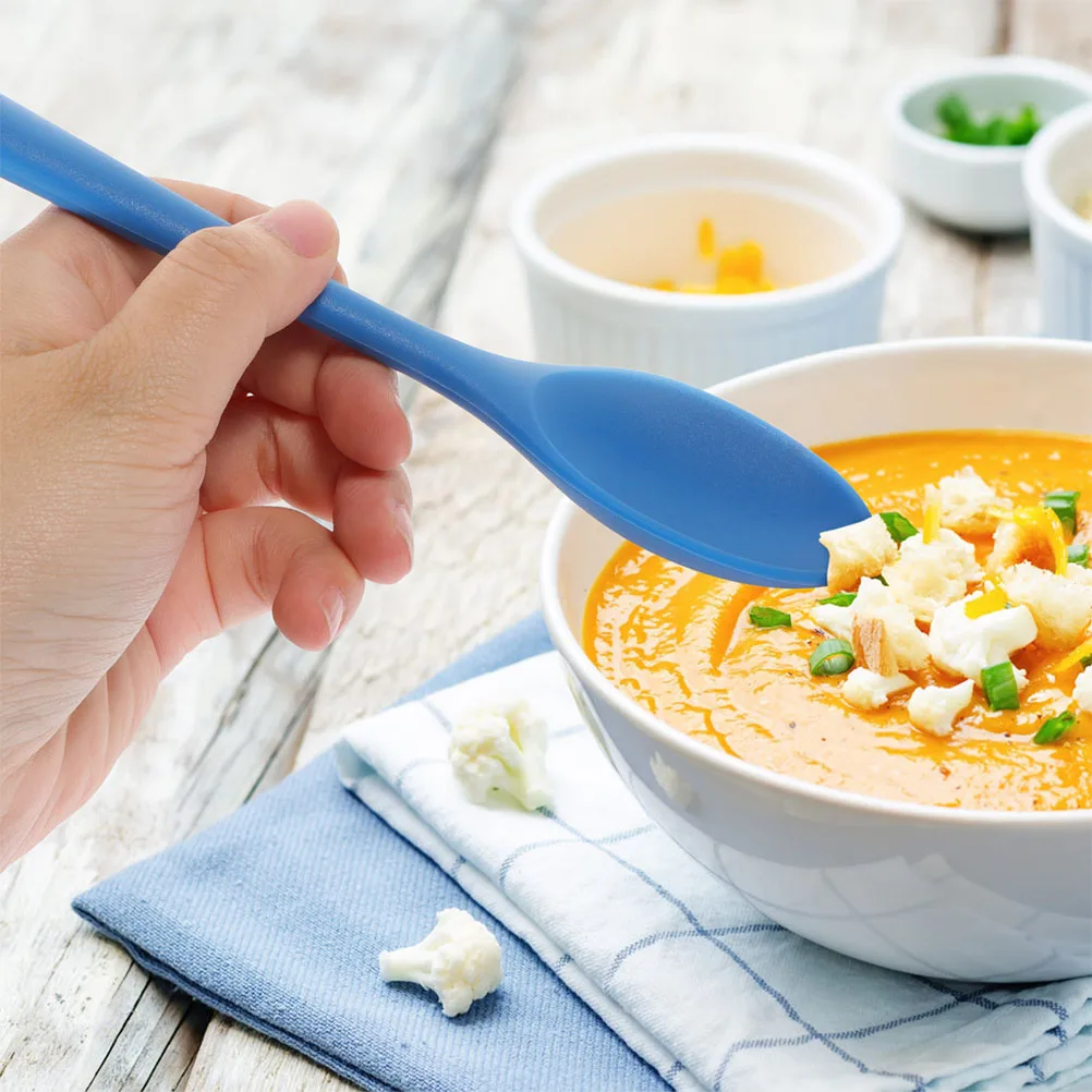 

2pcs Blue Spoon Nonstick Kitchen Tool Small Lightweight Portable Heat Nonstick Mixing Spoon Resistant Serving Gadgets