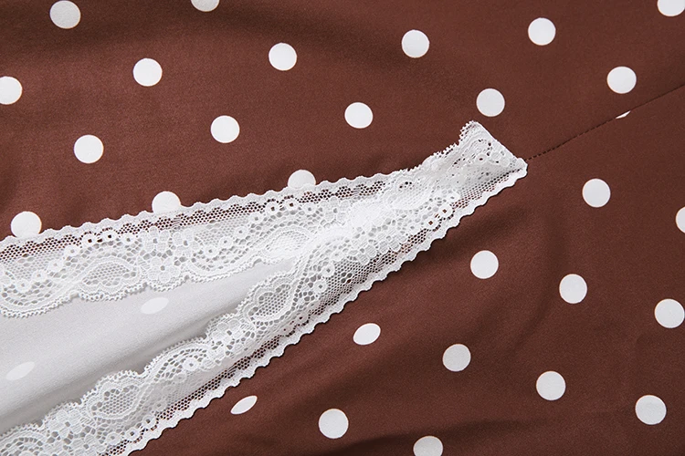 Weird Puss Maxikleid mit Polka-Dot-Print für Damen, Patchwork-Spitze, hoher Schlitz, V-Ausschnitt, ärmellos, Street-Fashion, Party, klassisches Vestido – Detail 9