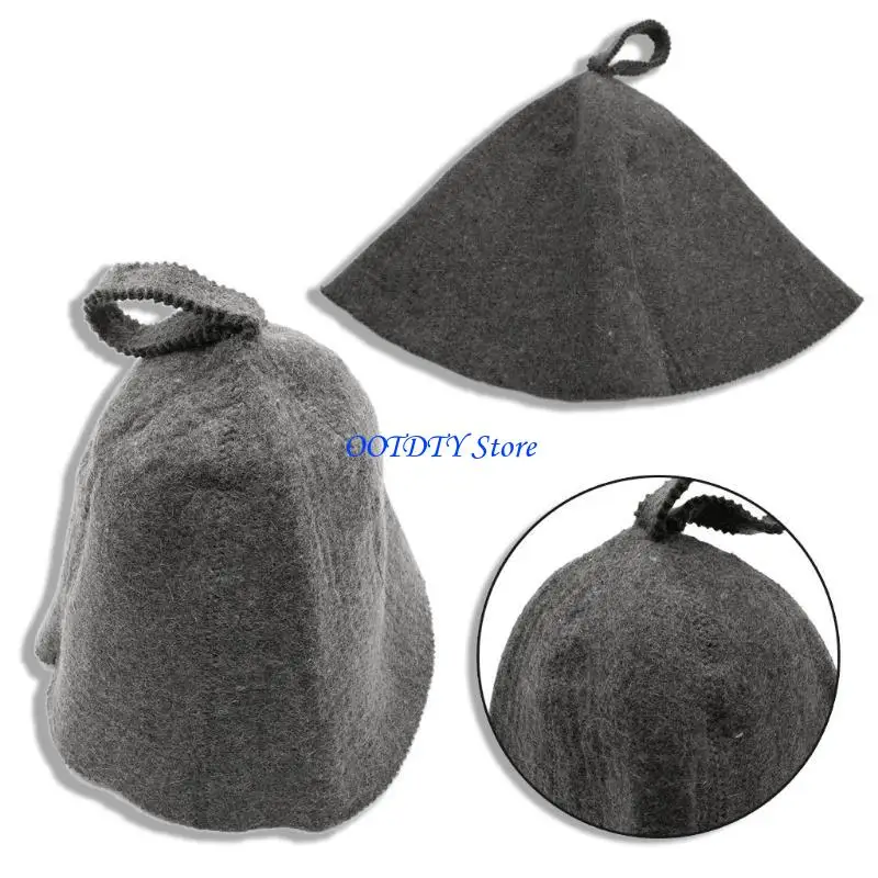 367A Wool Felt Sauna Hat Dark for Grey for Head Protective Hats Ornament Decor Supplies for Winter Keeping Warm Bath Accessor