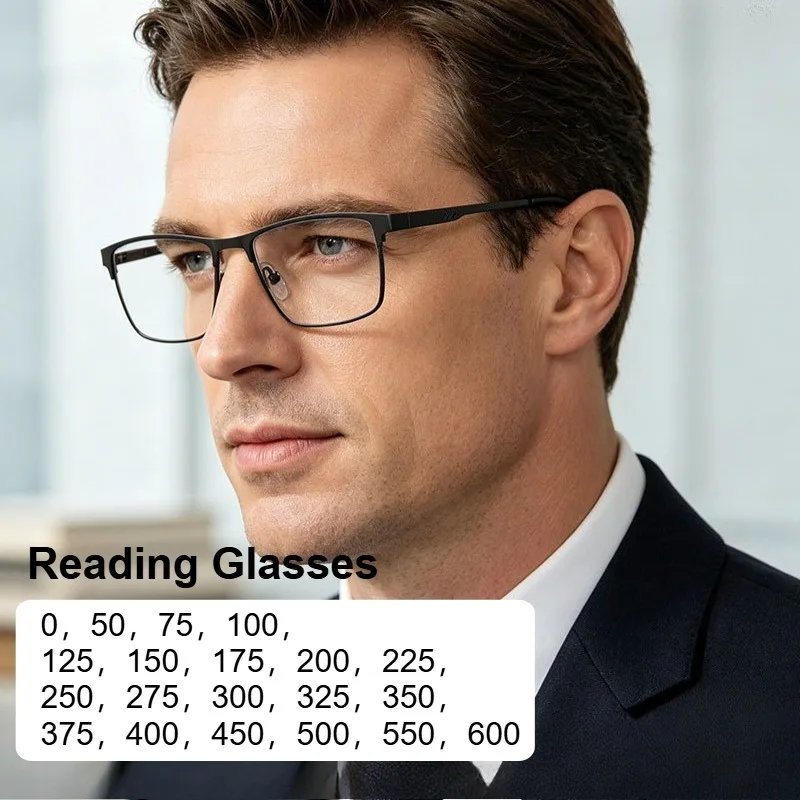Classic Men Business Reading Glasses Blue Light Blocking Presbyopia Eyeglasses for Reader Mens Hyperopia Spectacles 0+1.0~~6.0