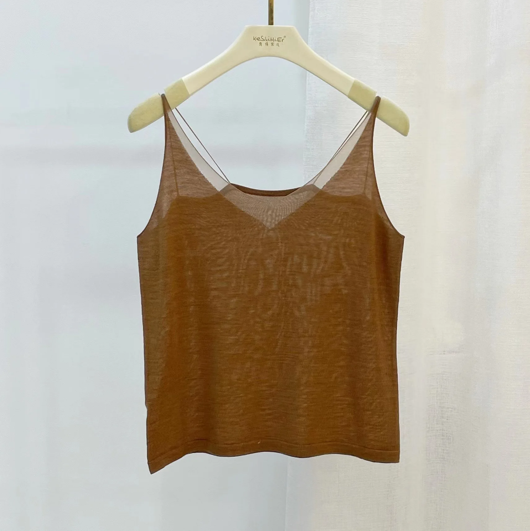 silk wool organza cami top sexy brown summer shirt women white tops trendy clothes woman outfits aesthetic lace clothing shirts