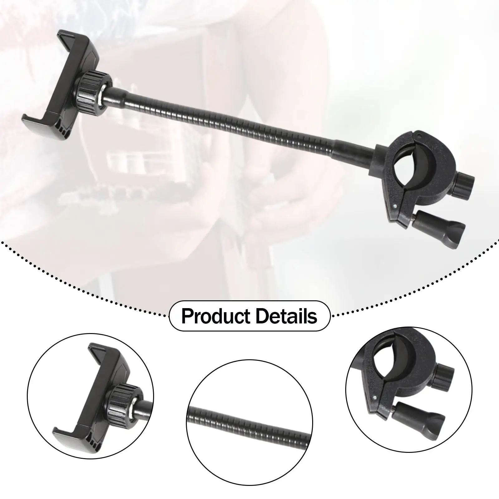 حامل هاتف بحامل ميكروفون 360 °   تدوير قابل للتعديل معقوفة الذراع الهاتف الخليوي