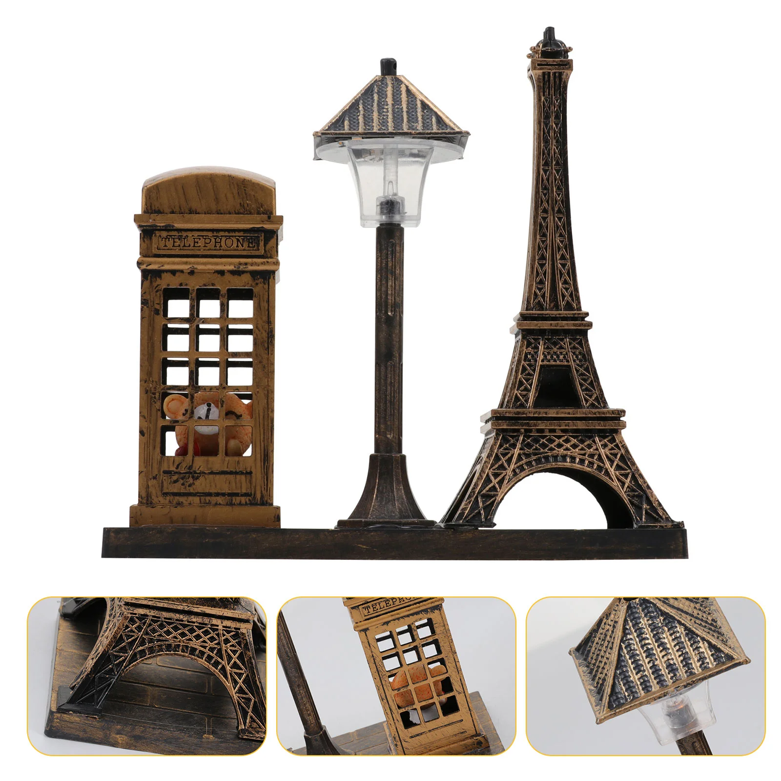 Desk Decorations Night Light Sculpture Home Ornament Desktop Lamp Decorative Eiffel Tower Travel