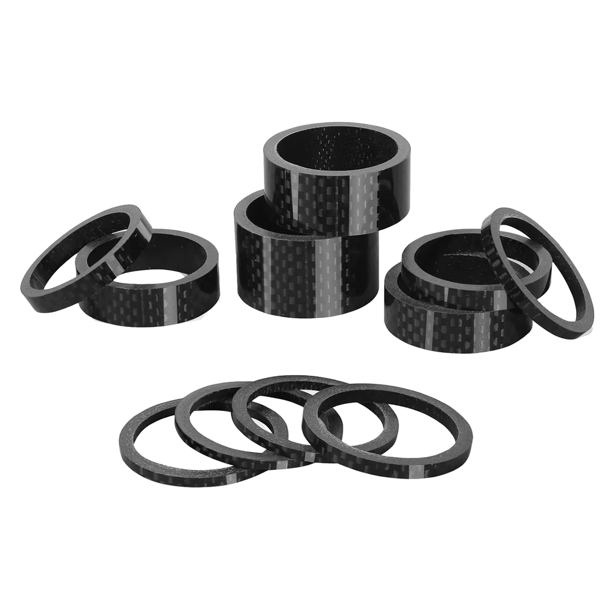 AD-11PCS Headset Spacer Bike 28.6mm Fork Stem Carbon Fiber Washer Mountain Bikes Road Bicycle Threadless Headset