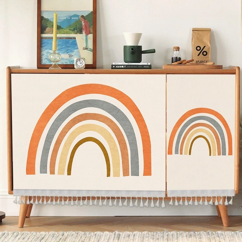 

Polyester Kitchen Cabinet Dustproof Curtain Cover for Wardrobe Shoe Shelf Nordic Morandi Abstract Art Soft Creative Home Decor