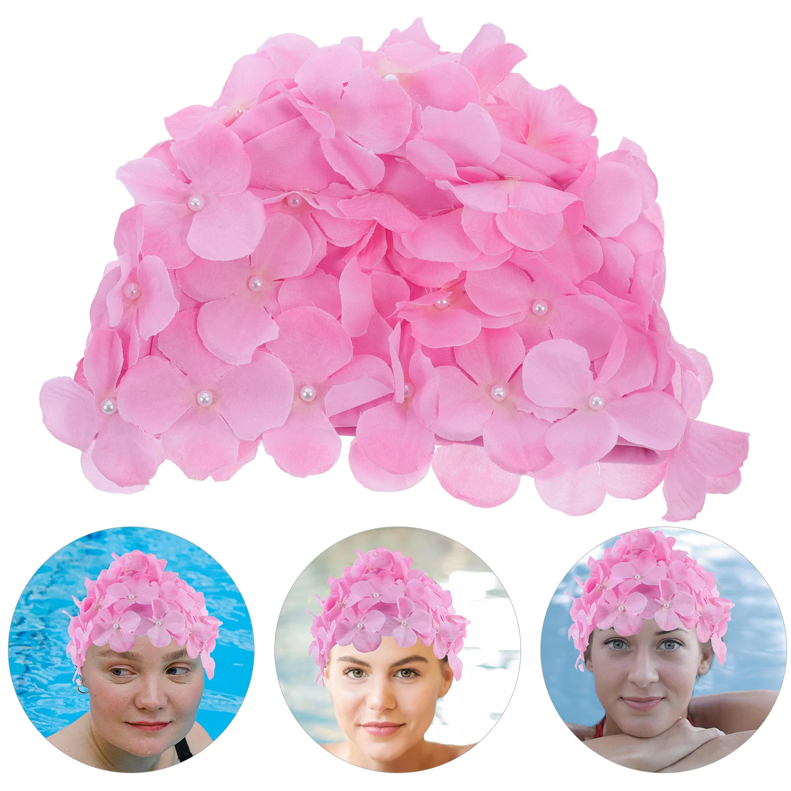 

Floral Petal Swimming Hat Size Premium Swim Cap for Women Anti-Slip Flower Swim Women Bathing Caps Pink