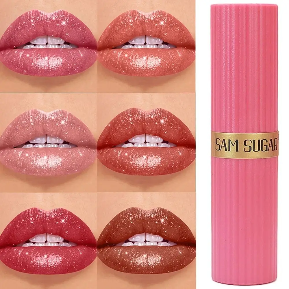 Luxurious Waterproof Glitter Lipstick Long Lasting Non-Fade Lip Gloss Chocolate Brown Lipstick Women