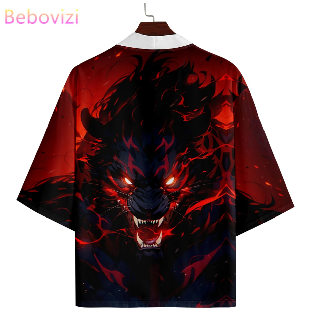 Cardigan imprimé tigre pour hommes et femmes, chemisier Haori Obi, vêtements asiatiques, Kimono Cosplay japonais Harajuku, 6XL, 5XL, 4XL