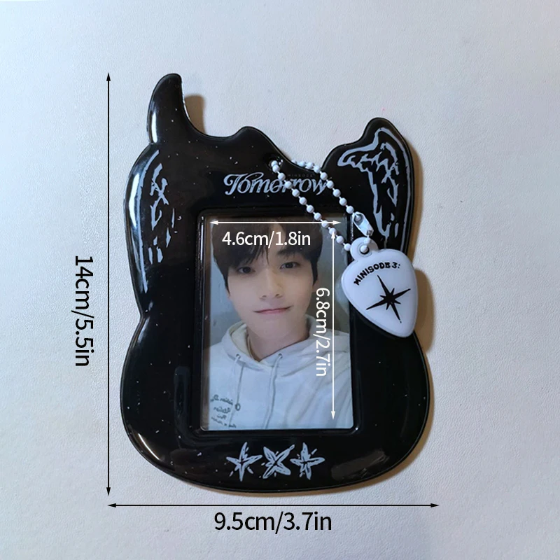 Black Guitar Idol Photocard holder Transparent 3 inch Kpop Photocard Photo Protector Holder PVC Photo Sleeves Pendant Keychain