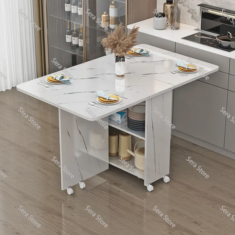 Modern Simple Folding Dining Table Multifunctional Movable Extendable Storage Table Home Living Room Kitchen Furniture