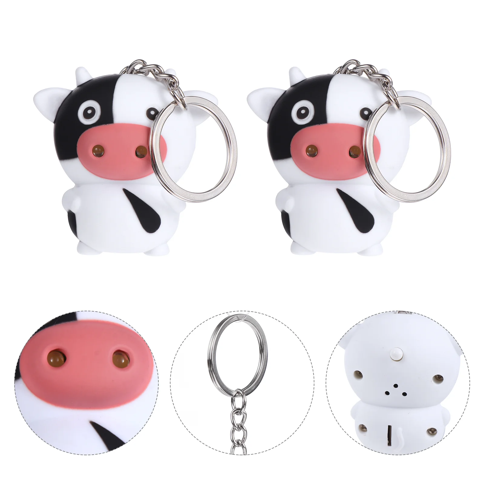 Cattle Key Charm Flashlight Chain with Sound Cow Keychain Fob Bracelet Car Hanging Pendant