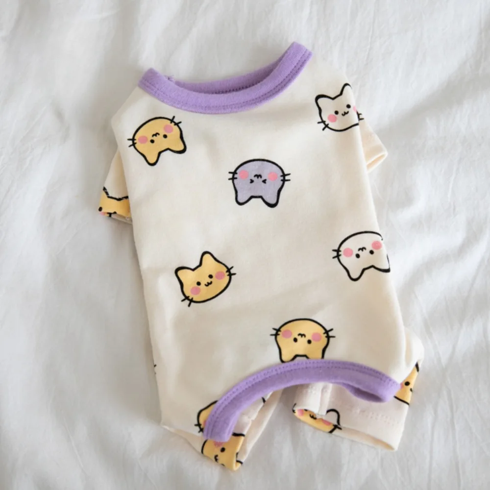 Autumn and Winter Printed Four Legged Home Protection Belly Cute Cat Jumpsuit Dog Cat Female Dog Warm Pet Clothes Clothing