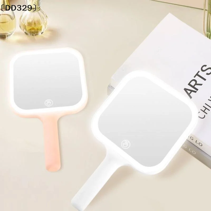 LED Smart Makeup Mirror Hand-held Carry 3 Colors Adjust Bright With Touch Screen Cosmetic Tabletop Vanty Mirror Travel Home Use