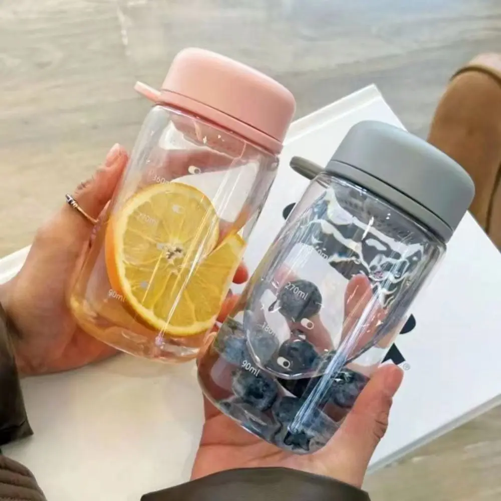 

450ml Transparent Plastic Cup Lifting Rope Leakproof Milk Water Bottles Fall Prevention Transparent Drinking Water Bottle