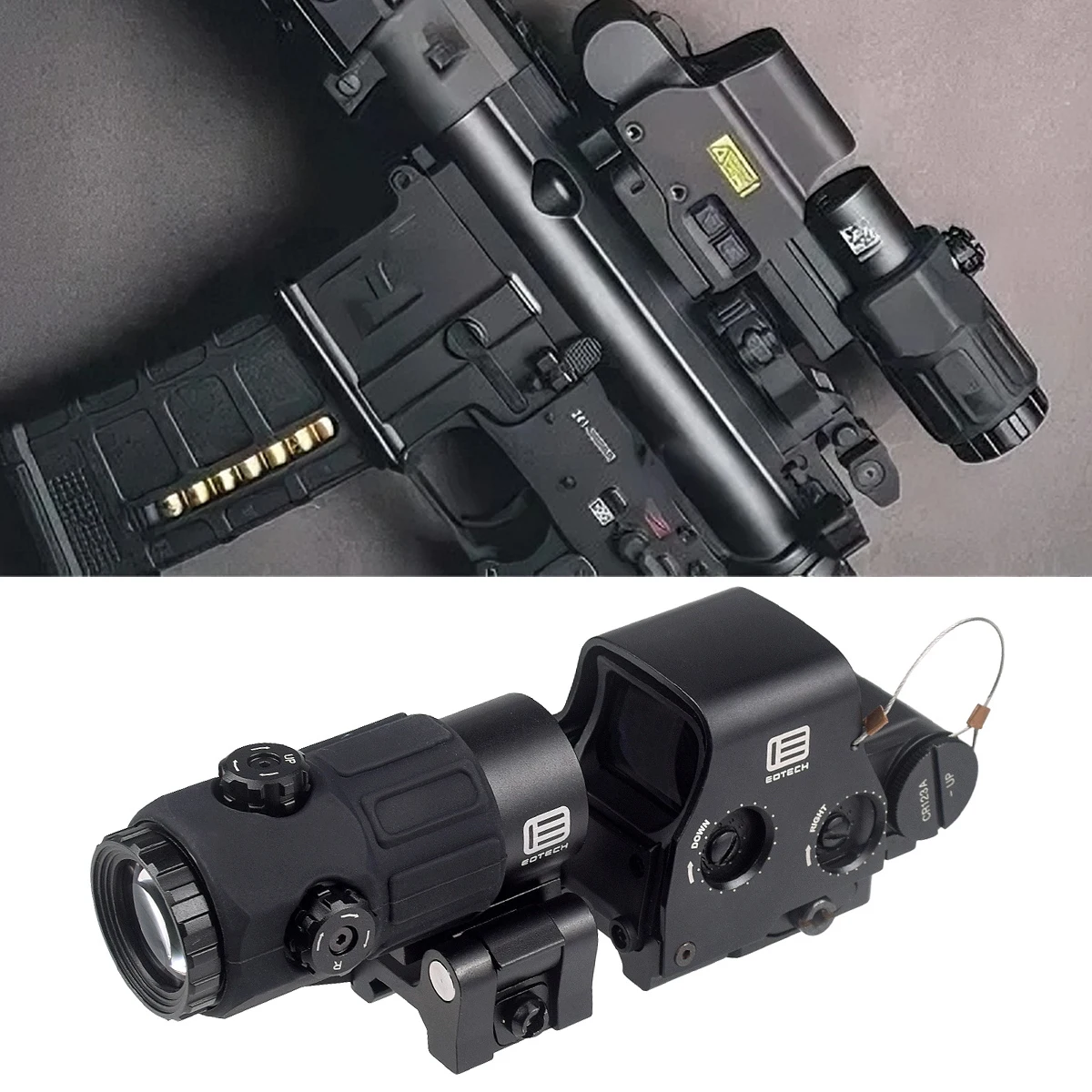 Hunting EOTECH 551 552 553 Red Dot Holographic Collimator with UNITY Mount G33 G43 G45 3X 5X Magnifier Scope Airsoft Riflescope view 3