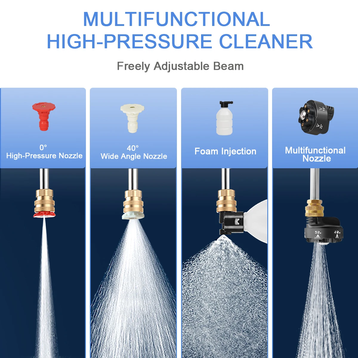 مسدس رش ضغط لاسلكي 6 في 1 2 يعمل بالبطارية مع صندوق أدوات - قابل لإعادة الشحن، 100-240 فولت، بلاستيك متين،