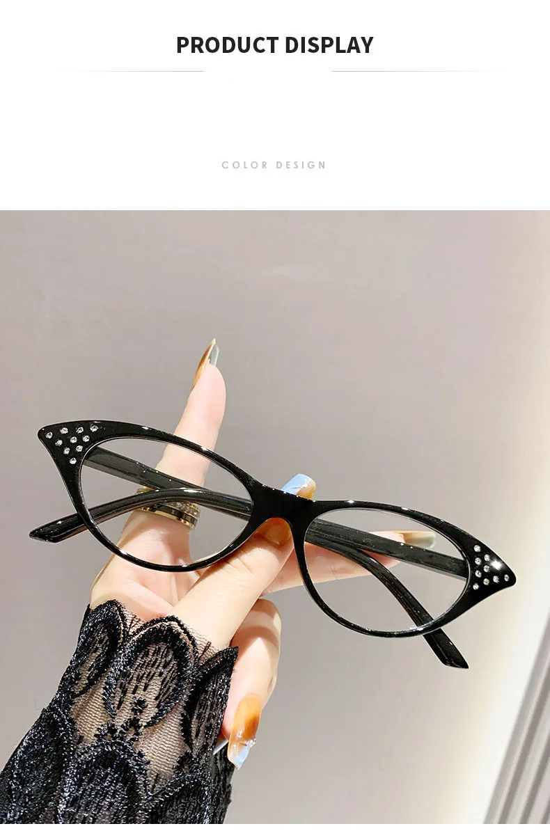 Neue Lesebrille Mann Frau Cat Eye Strass Leser Unisex Mode Blockieren Blau Licht Brillen Bunte Brillen – Detail 11