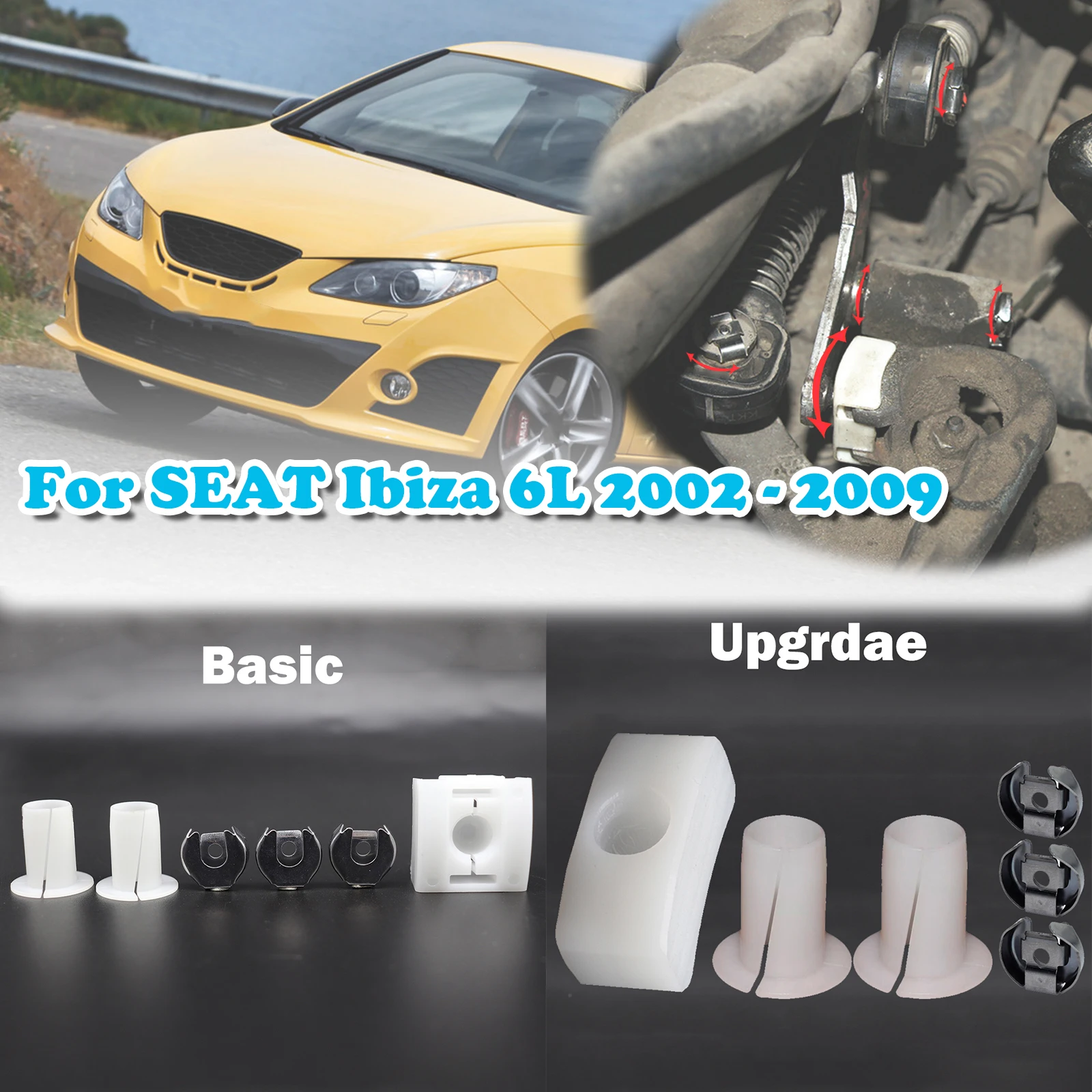 

For SEAT Ibiza 6L Gear Selector Wiring Washer Shift Relay Lever Slide Shoe Bushing Bearing Kit N90815903 2002 2003 2004 - 2009