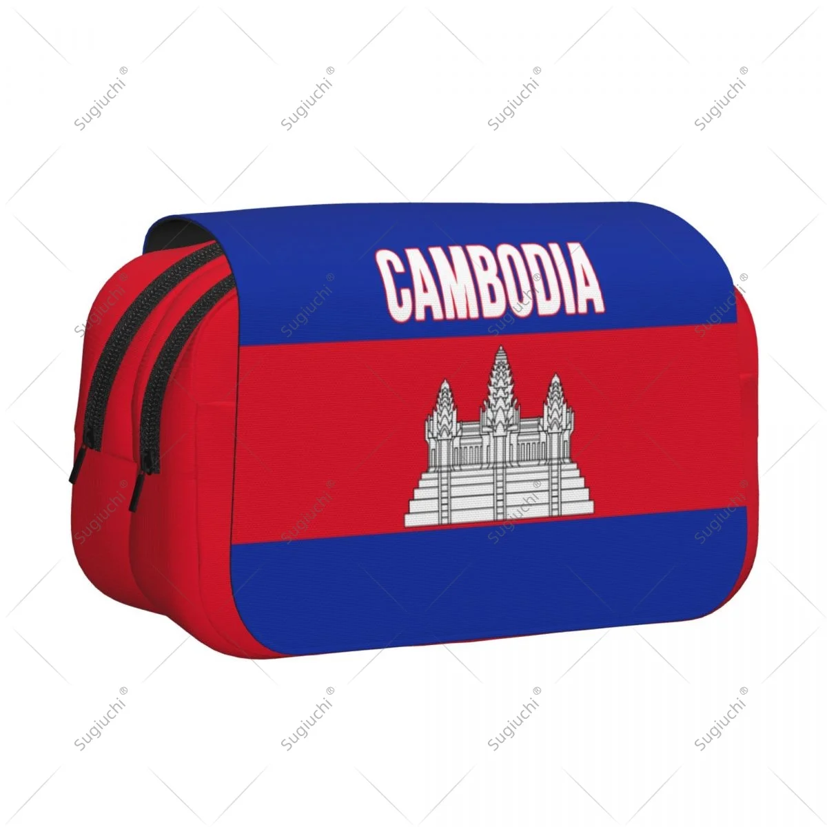 

Pencil Case Scissors Bags 3D Cambodia Flag Double-layer Oxford Cloth Stationery Storage Pen Box Case