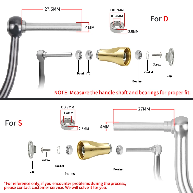 EKFan 2 Stück Aluminiumlegierung Spinn- und Baitcasting-Angelrollen-Griffknöpfe für SHI/DAI 7*4*2,5mm Lager, DIY-Teile für Köderrollen – Detail 11
